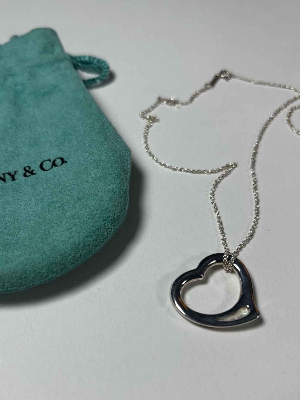 Tiffany & Co. Elsa Perreti Sterling Open Heart Pendant Necklace